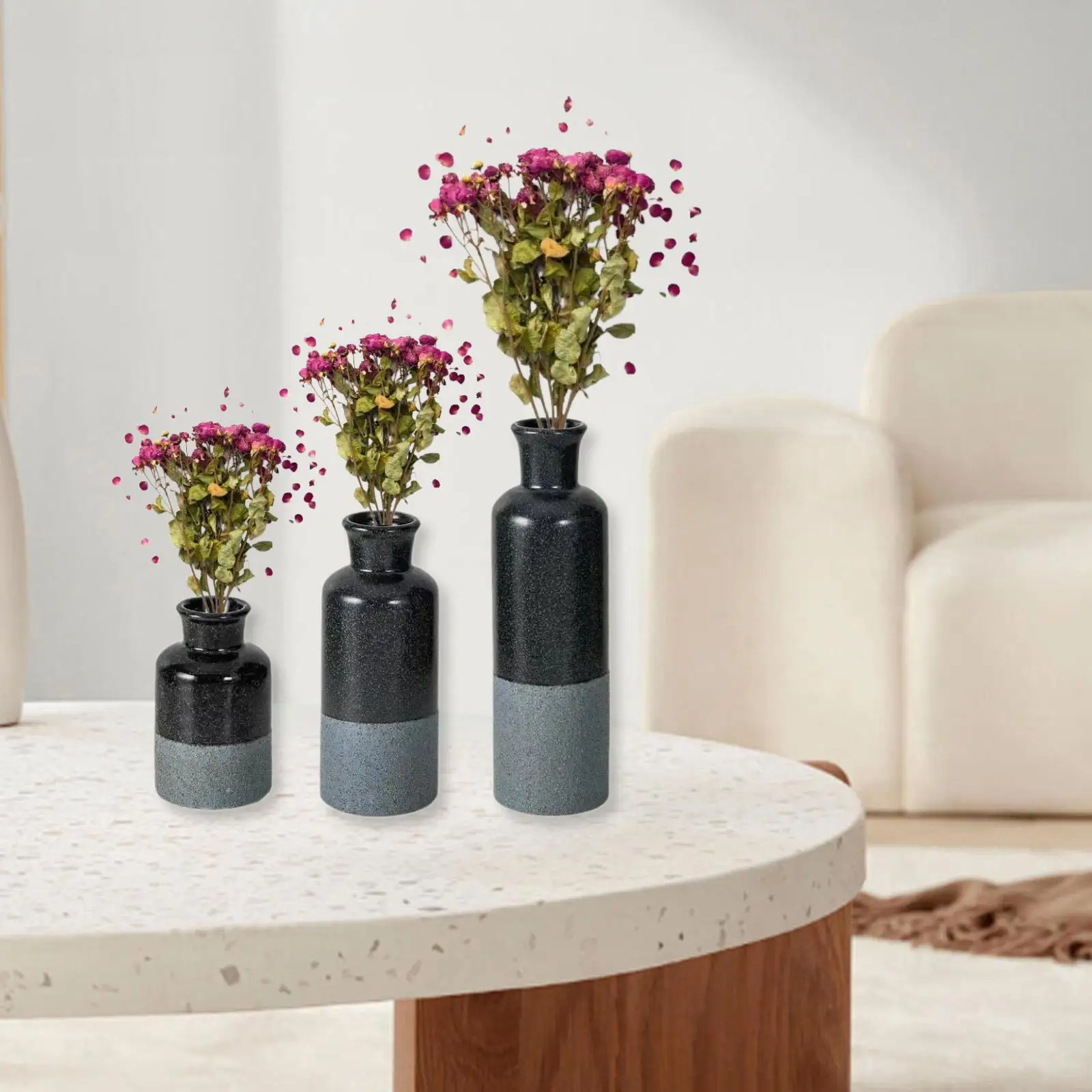 3 шт. керамическая ваза винтажная Минималистичная ретро для стола Цветочная