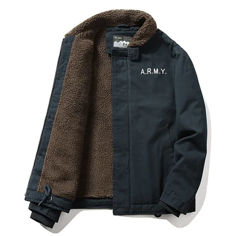 Теплая мужская парка, военная куртка из меха ягненка, мужская зимняя куртка с толстым меховым воротником, армейская флисовая куртка-бомбер, хлопковая куртка, одежда