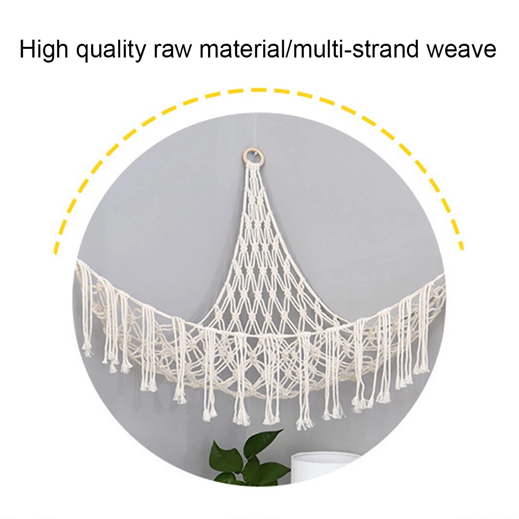 

Boho Plush Toy Hammock Triangular Shape Corner Hanging Storage Wall Net