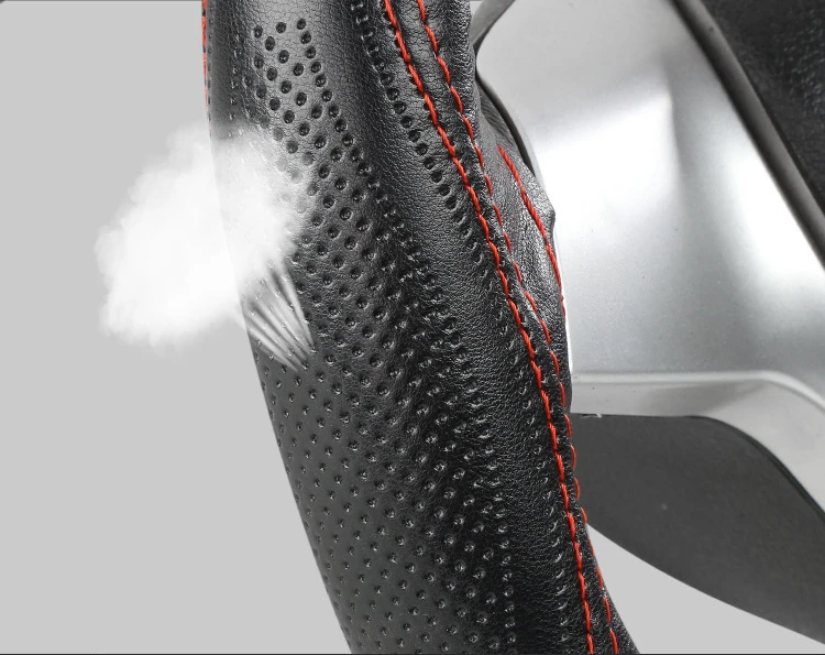 

Braid on Steering Wheel Car Steering Wheel Cover with Needles and Thread Artificial Leather Diameter 38cm Auto Car Accessories