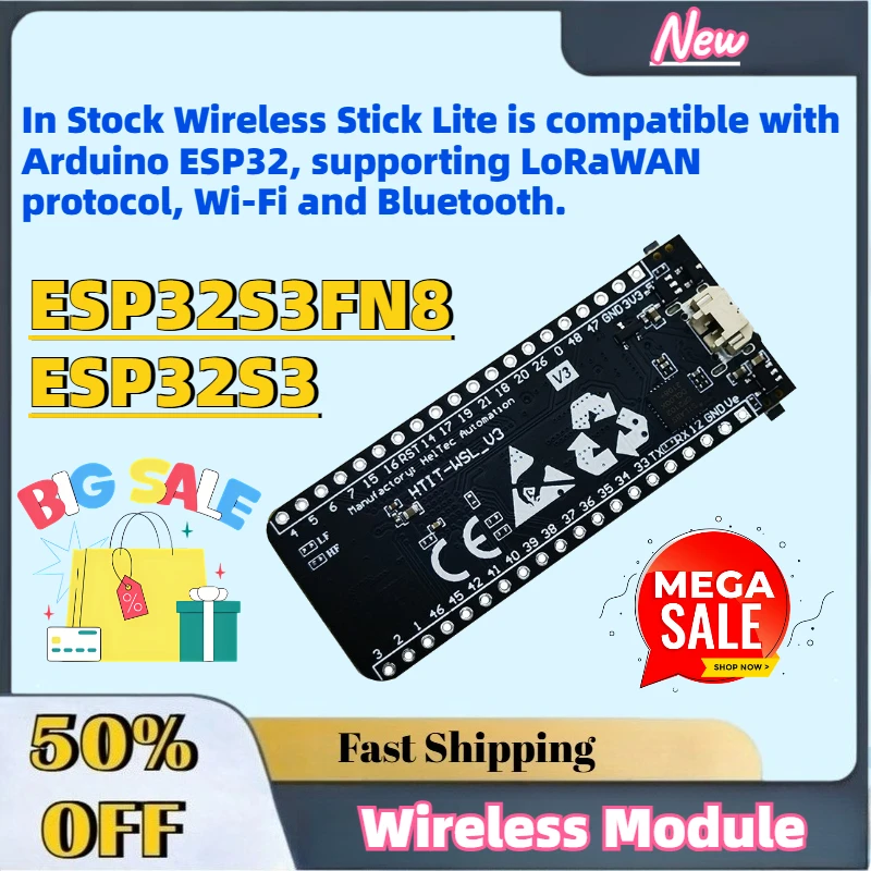 Фото Беспроводной модуль Stick Lite в наличии, совместимый с Arduino ESP32, поддерживающий протокол LoRaWAN, Wi-Fi и Bluetooth №1