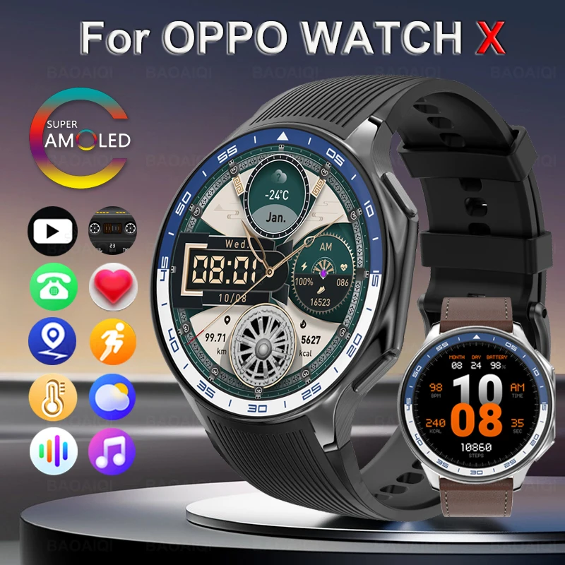 Новинка 2024 мужские Смарт-часы OPPO 4G память музыка видео Bluetooth звонки IP68