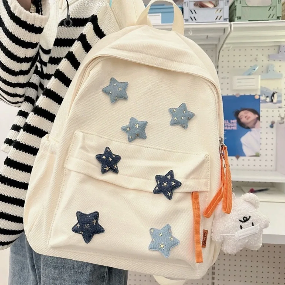 

Japanese Cute Girl Star Patchwork Aesthetic Backpack Y2k All Match Canvas School Backpack for College Students Girl Mochilas