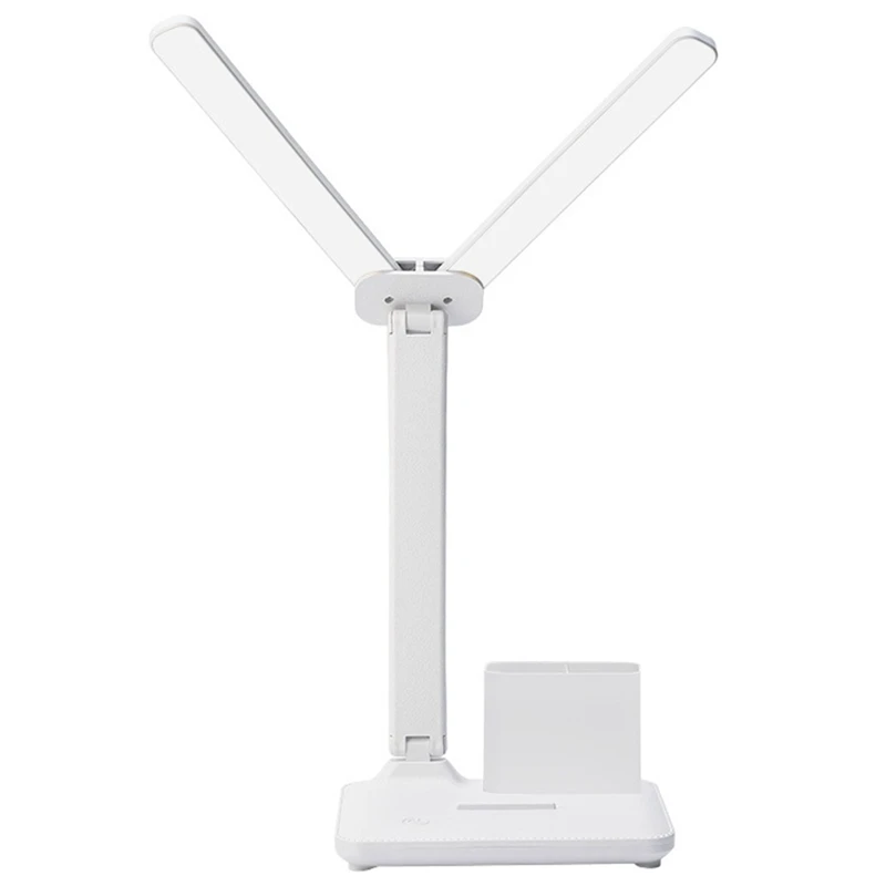 

Светодиодная настольная лампа с двумя головками, 3 уровня, сенсорная Регулируемая яркость, Складная Настольная лампа с защитой глаз, 3600 мАч, зарядка через Usb