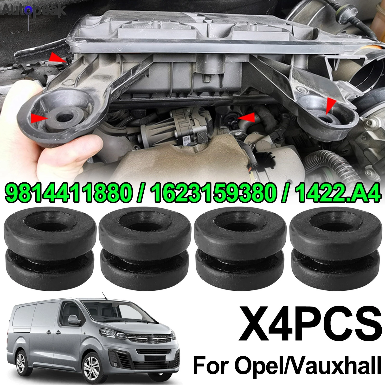 

4X для Opel Vauxhall Combo E Corsa F X Vivaro C Zafira Life, монтажная резиновая втулка корпуса воздушного фильтра 9814411880