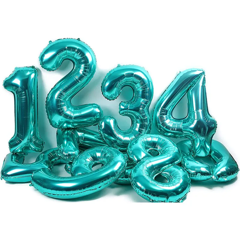 

40Inch Big Turquoise Tiffany Blue Number Foil Helium Balloon Digital 30th Birthday Party Decor Kids Toy Baby Shower Air Globos