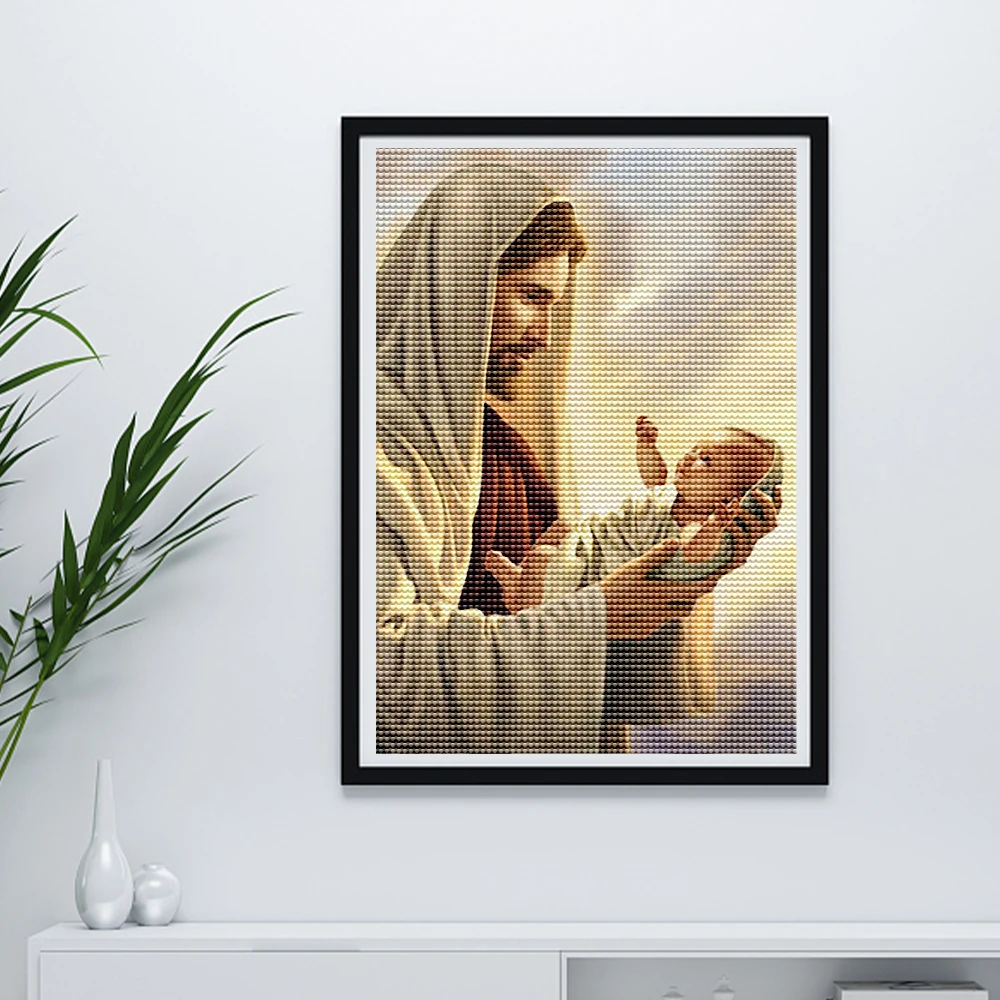 Алмазная 5D картина сделай сам мозаика с изображением Иисуса полная выкладка