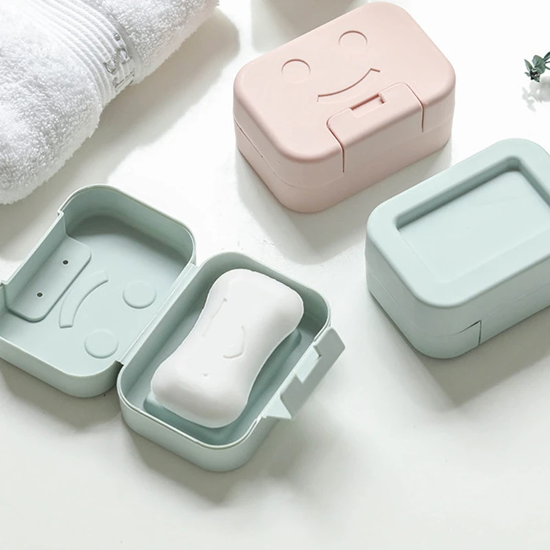 

Soap Dish Box With Cover Drain Soap Holder Case Shower Soap Storage Plate Dish Kitchen Bathroom Supplies