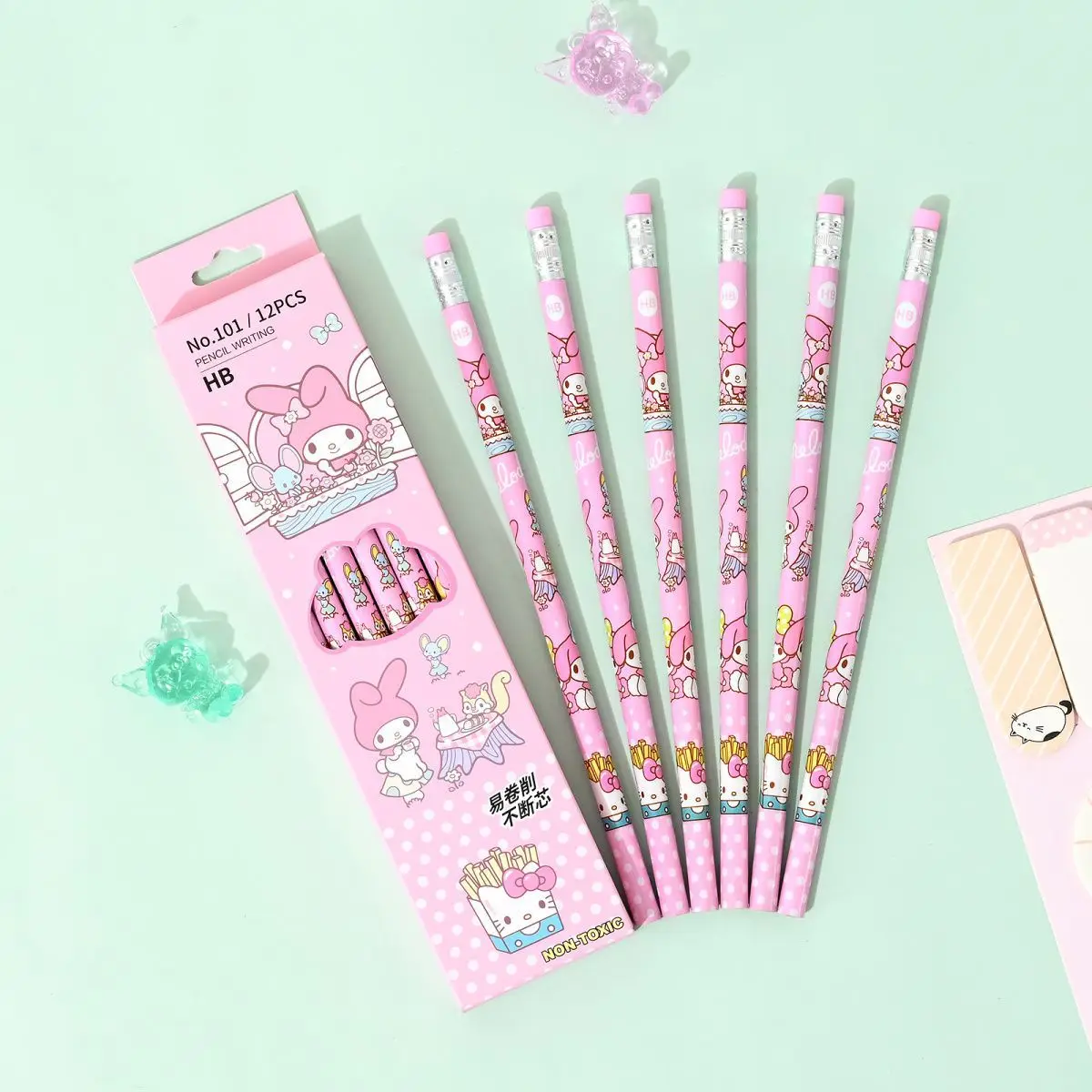 Sanrio Мультяшные карандаши с мелодией и Kuromi 60 шт. для начальной школы канцелярские