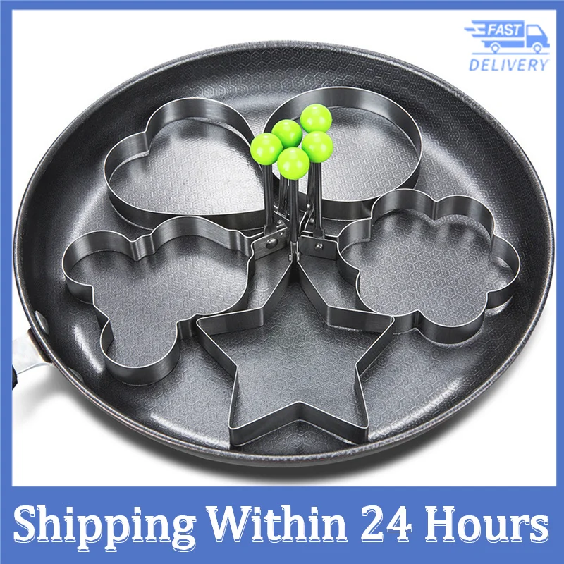 

Stainless Steel 5Style Omelette Pancake Shaper Omelette Mold Mold Omelette Cooking Tools Kitchen Accessories Gadget Rings