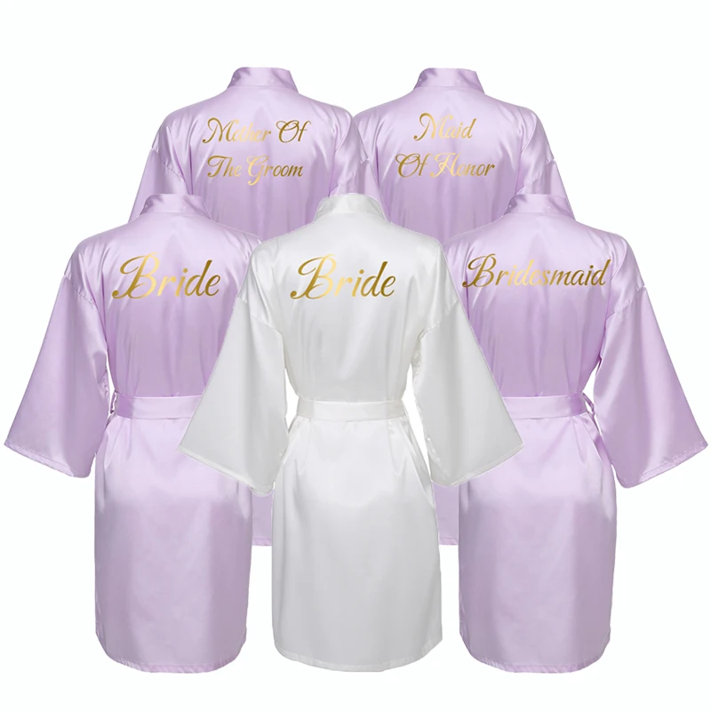 Women Bridesmaid Robes Silk Satin Robe Bride Robe Bridal Wedding Robe Lavender Solid Robe Gown Silk Robes for Women
