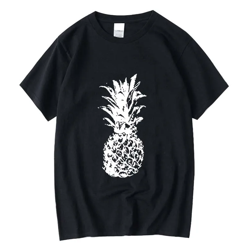 

XIN YI Men Fashion Casual Top Quality 100% cotton loose pineapple printed t shirt casual summer loose cool men t shirt For Men