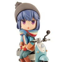 genuine yuru camp shima rin q version mini doll action figure model toy collection desktop ornament