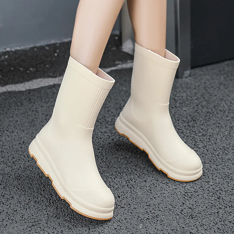 Лидер продаж черные непромокаемые сапоги женские удобные нескользящие ботинки