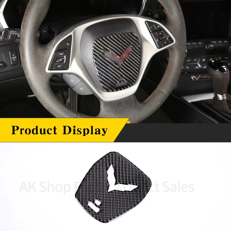 

Декоративная наклейка на панель рулевого колеса автомобиля, аксессуары для интерьера из настоящего углеродного волокна для Chevrolet Corvette C7 ...