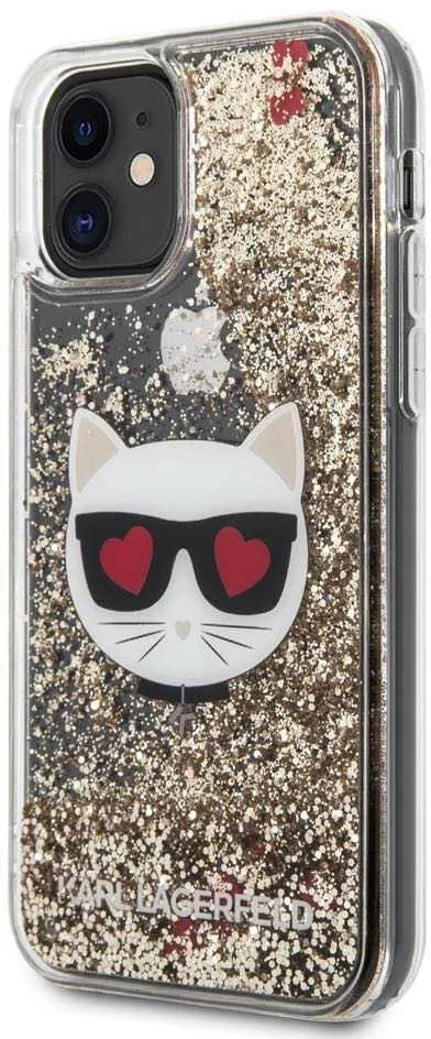 Чехол CG Mobile Karl Lagerfeld Liquid glitter Choupette head Hard для iPhone 11 цвет Золотой |