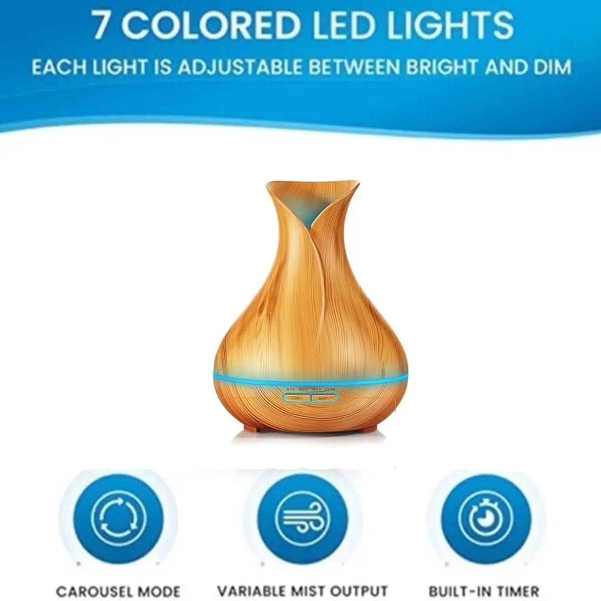 

De Ar Difusor Aromatizador Ultrassônico 400ml Jarro Com Controle LED LKJ-161 (Clara)