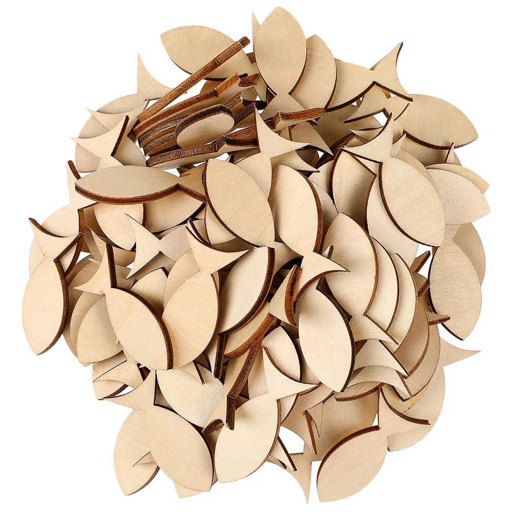 

50 Pcs Wooden Animals Sign Cutout Fish Cutouts Solid Craft Unfinished Ornaments Slices