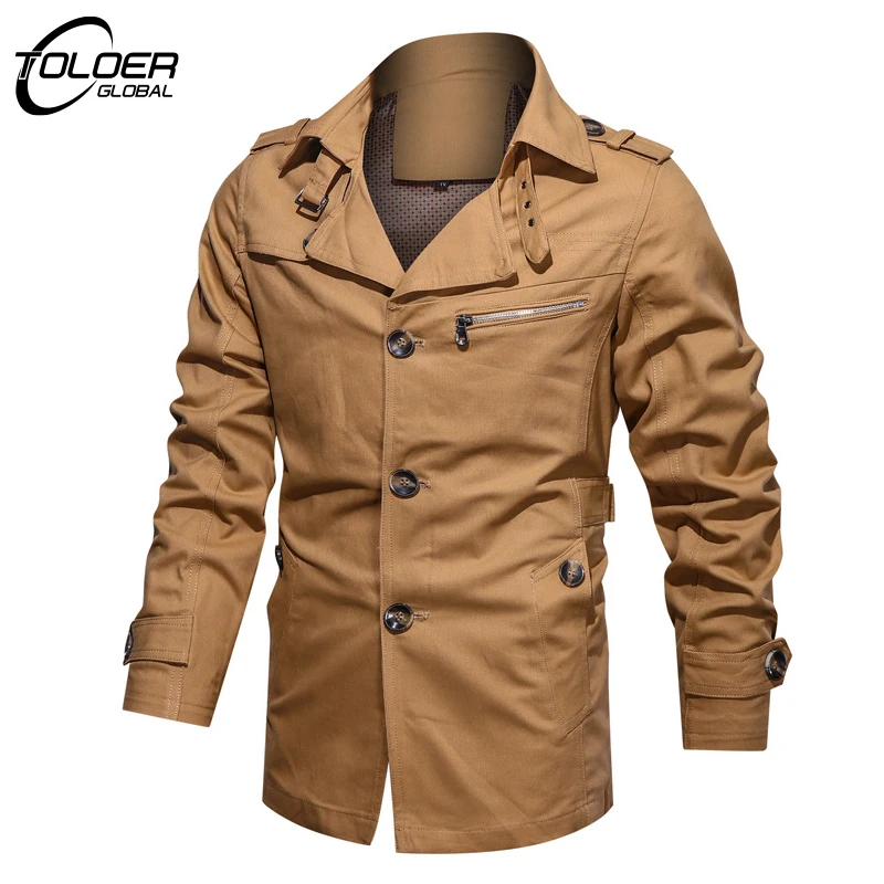 

Mens Cargo Lapel Jackets Single Breasted Slim Fit Windbreaker Casual Spring Autumn Army Military Bomber Jacket Men Quality Coat