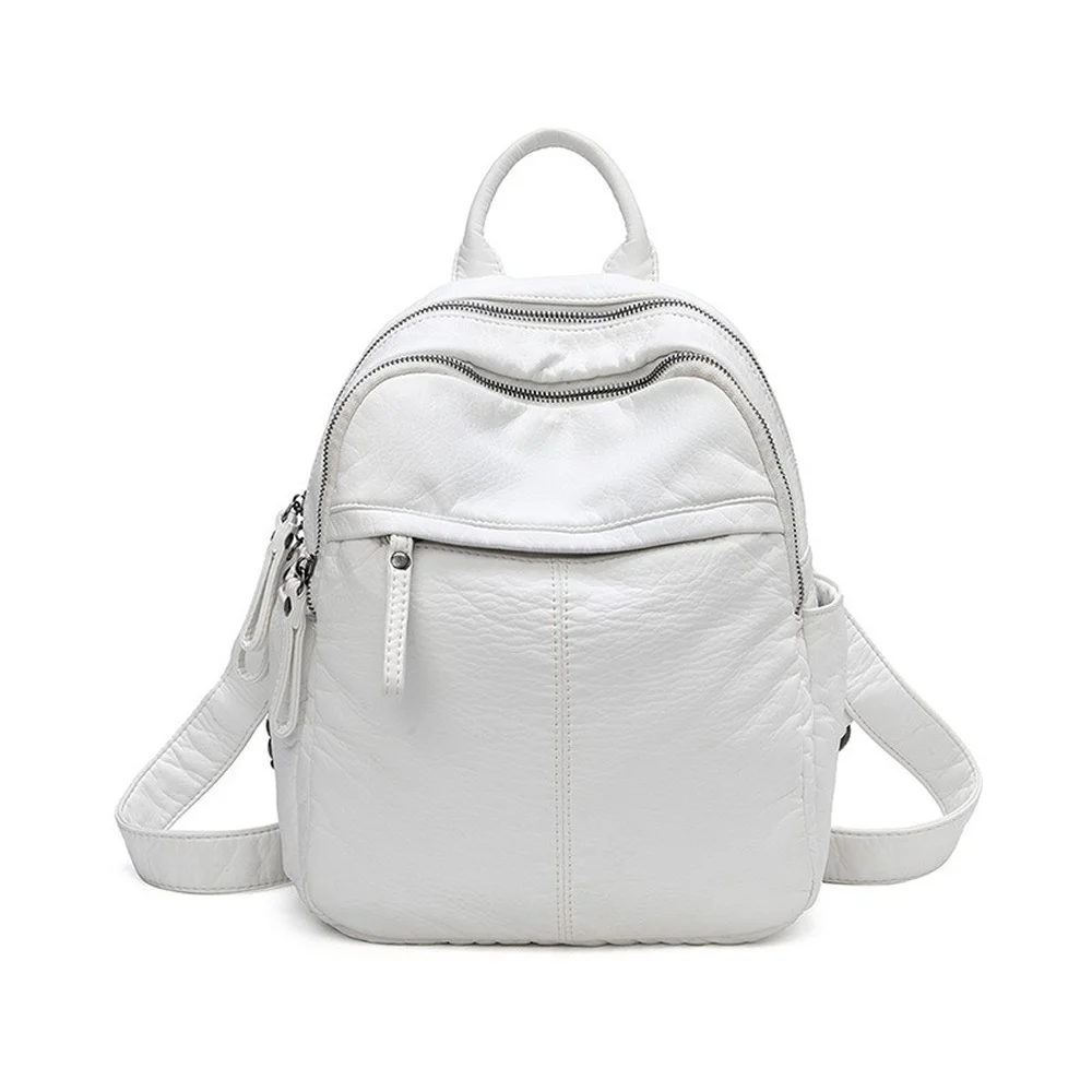 

Annmouler Luxury Women Backpacks Pu Leather Shoulder Bag Soft Leather Daypack Double-layer Travel Bag Student School Bag Mochila