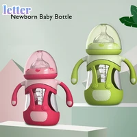 shyancn newborn baby bottle 240ml glass feeding bottles water supply anti choke mimic breastfeeding child drinking bowl