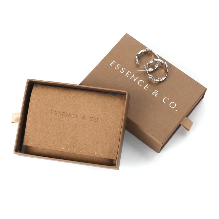 

Customized drawer cardboard gift box with velvet jewellery pouch gift bag
