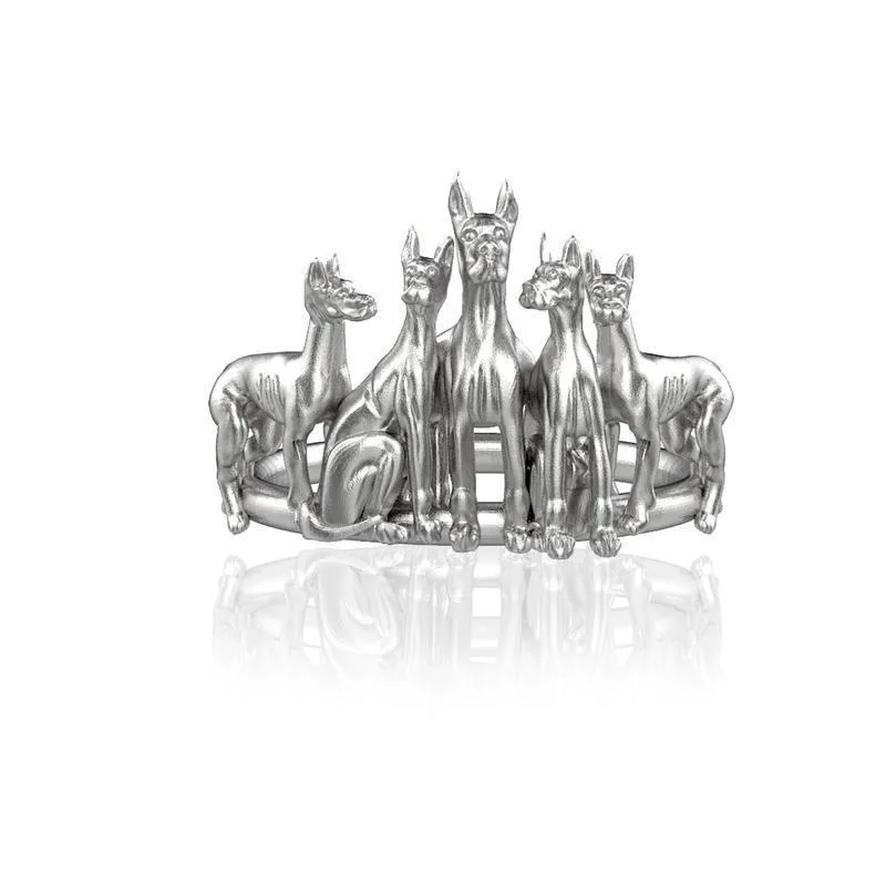 

Doberman Pinscher Ring for Girls S925 Silver Index Finger Opening End Ring for Women Boys Jewelry Dog Rings Women Ring