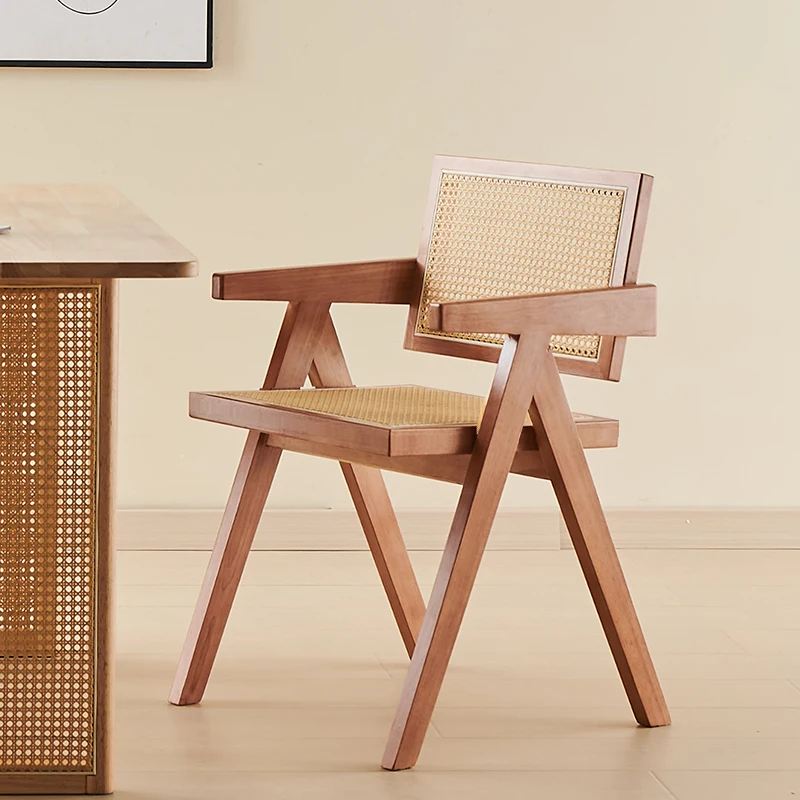 

Vine Woven Chairs for Nordic Homestay Hotels Solid Wood Dining Chairs Designer Wooden Chairs Chairs for Events