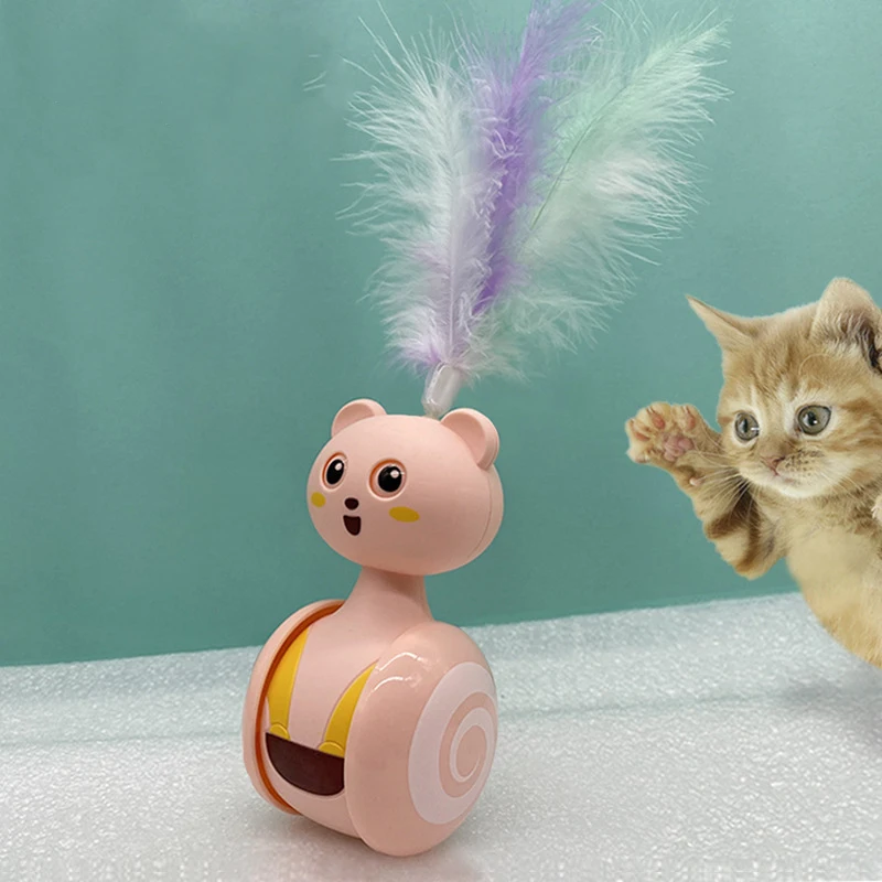 

Automatic Cat Toys Tumbler Feather Ball Cat Training Toy Funny Balance Car Interactive Kitten Chasing Toys Pet Cat Supplies