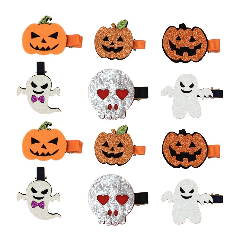 

12pcs Halloween Headdress Pumpkin Ghost Hair Clips Hair Pin Kids Headdress
