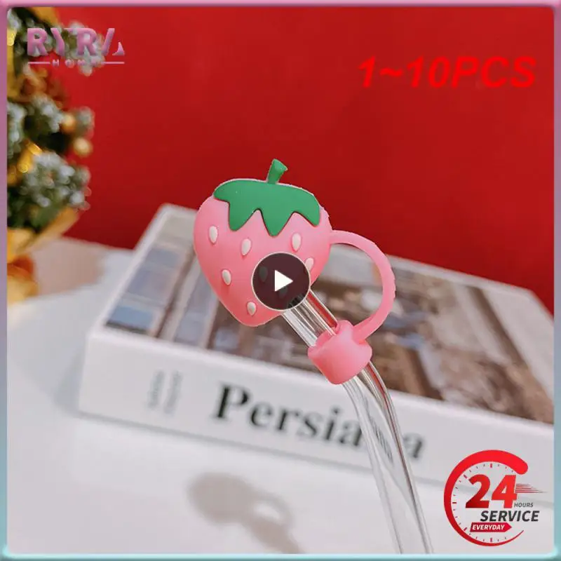 

1~10PCS Ins Style Straw Plug Cartoon Cute Summer Glass Straw Stopper Drink Milk Tea High Borosilicate Safety Straw Plug