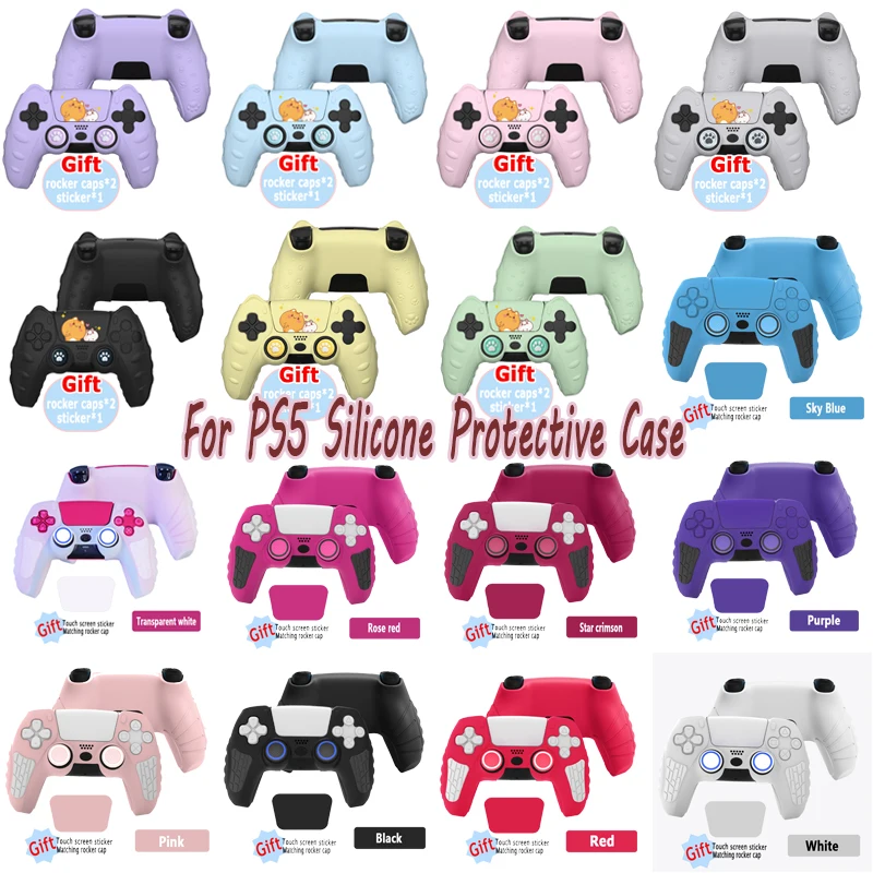 For PS5 Silicone Protective Cover For PS5 Game Console Accessories Controller Rubber Case For PS5 joysticks Thumb Grips Caps