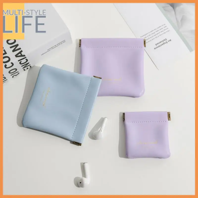 

Dirt Resistant Earphone Bag Leather Lipstick Storage Bag Small Exquisite Make Up Cases Headphone Organizer Wear-resistant Unisex