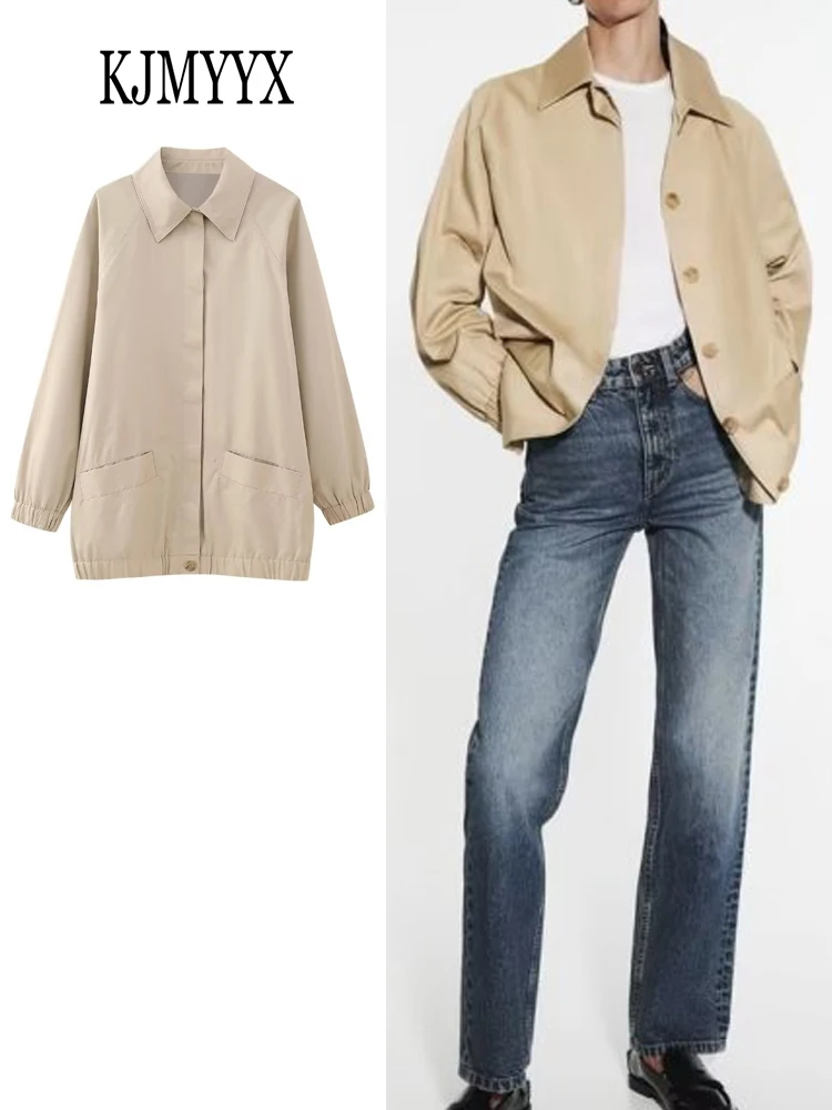

KJMMYX Women Fashion Long Sleeve Jacket Coat Casual Single Breasted Bomber Jackets for Women 2023 Fashion Turn Down Collar Tops