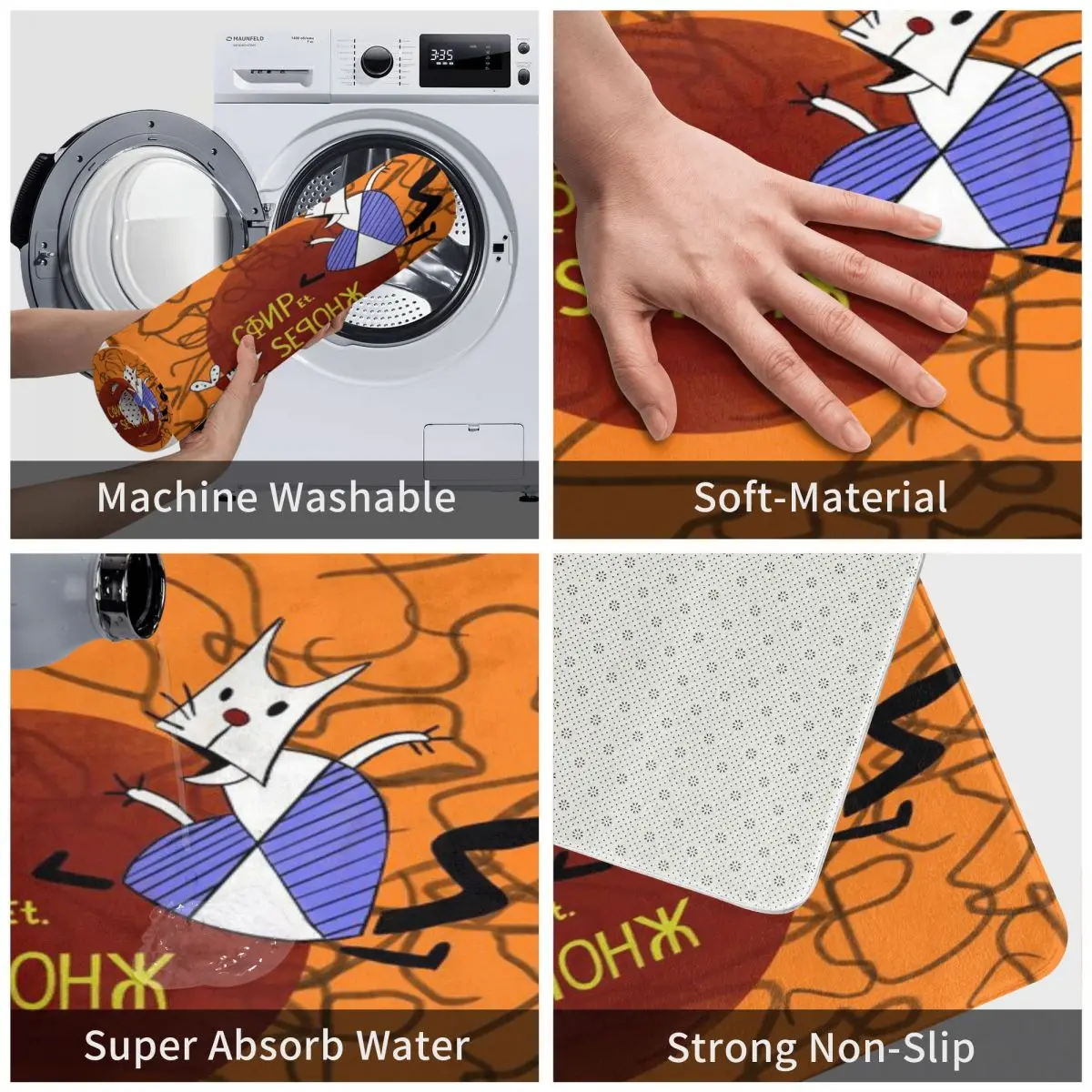 Коврик для ванной с изображением рабочих и паразитов