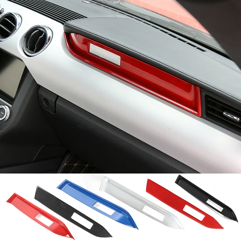 

Интерьер автомобиля для Ford Mustang 2015-2020, крышка автомобильной приборной панели из углеродного волокна, отделочная полоса, декоративные наклейки для центральной консоли