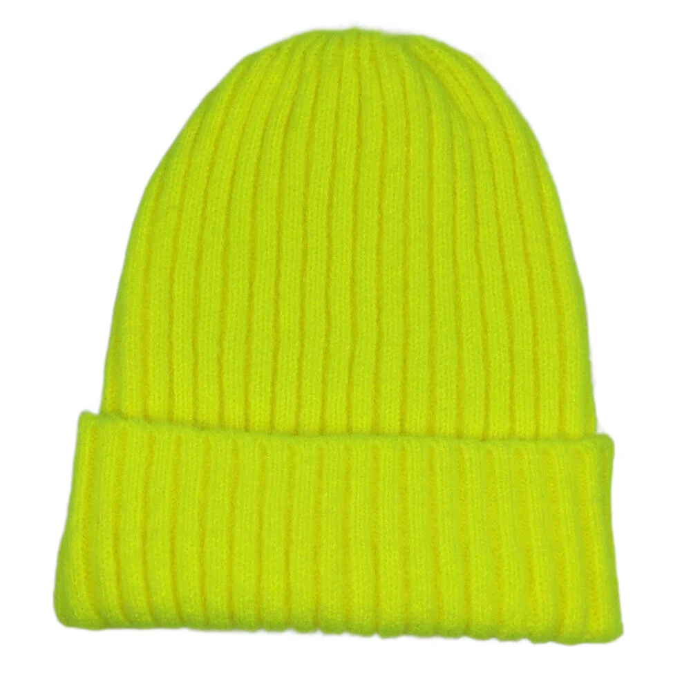 

Bright Color Solid Knit Skull Beanie Women Men's Cuff Warm Winter Hats Plain Toques Neon Yellow Neon Orange Green Burgundy