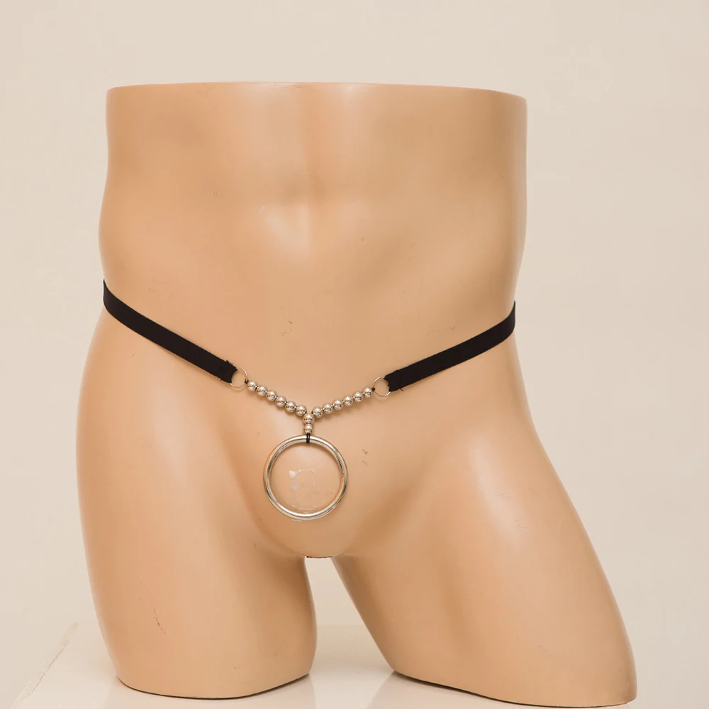 

Mens Low Rise Metal O-Rings T Back G-String Bikini Thongs Briefs Jockstrap Crotchless Underwear Bulge Pouch Hole Lingerie A50