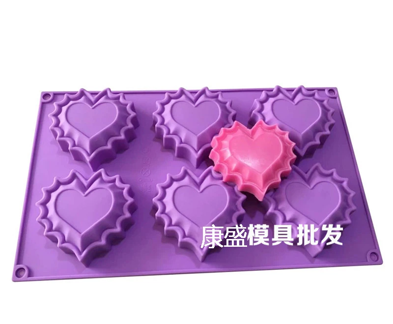 

QIQIPP 6 even lace love silicone mold handmade soap cake mold single hole 7cm