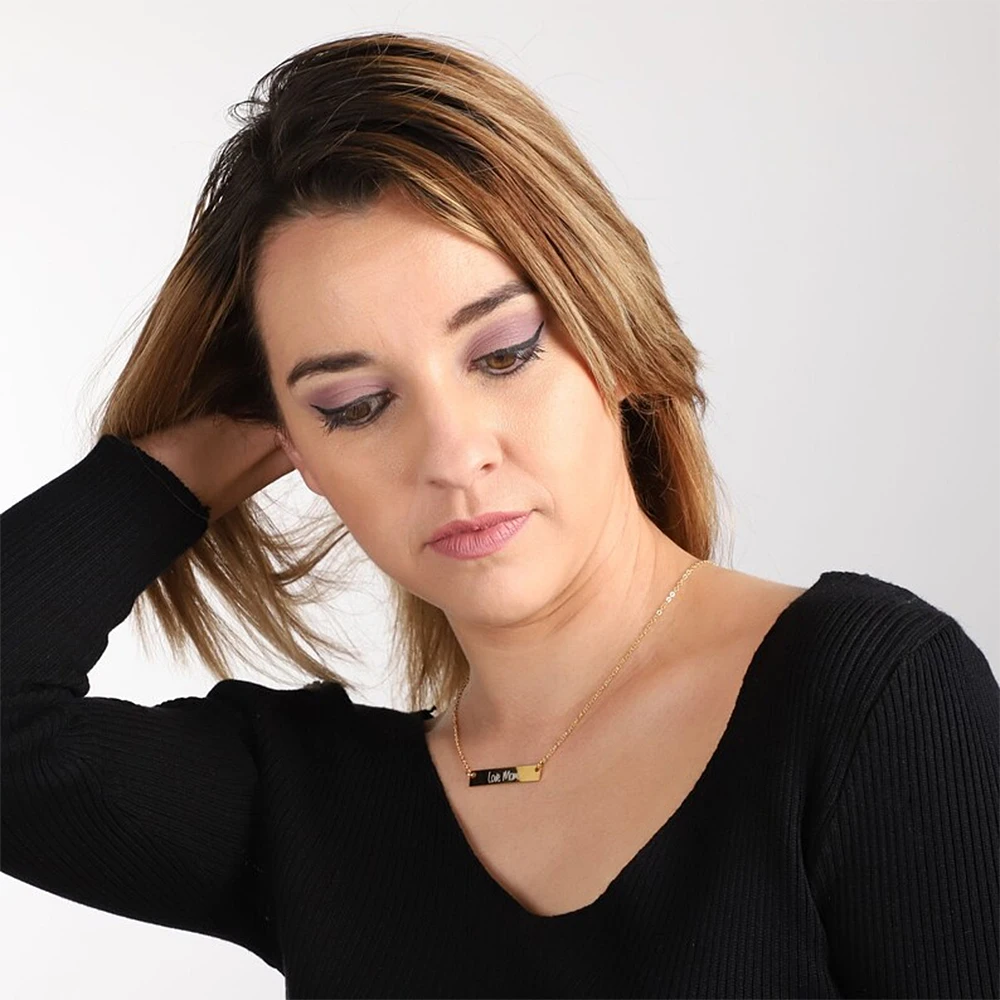 Stainless Steel Women's Custom Necklace Personalized Text Name Carved Necklace Women's Jewelry Mother, Girlfriend Gift