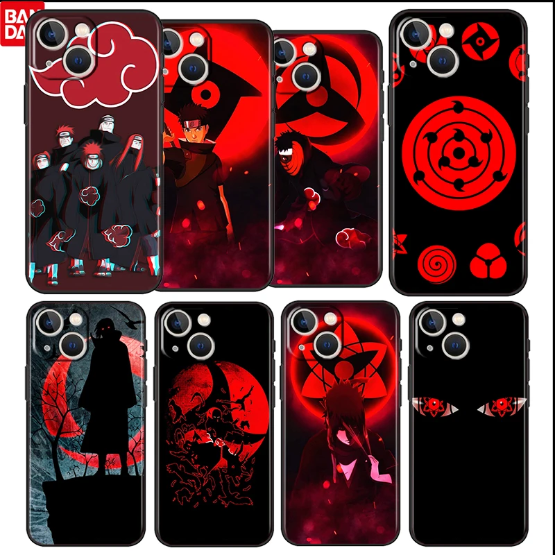 

Akatsuki Naruto Anime For Apple iPhone 13 12 11 Pro Max Mini XS Max X XR 6 7 8 Plus 5S SE2020 Soft Black Phone Case Cover