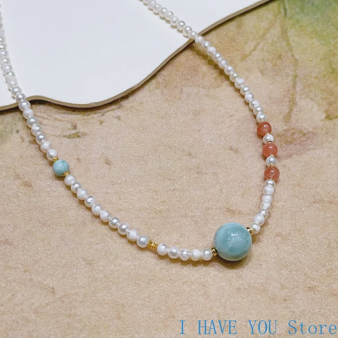 Натуральный жемчуг круглый морской арагонит нефрит серебряное ожерелье модное