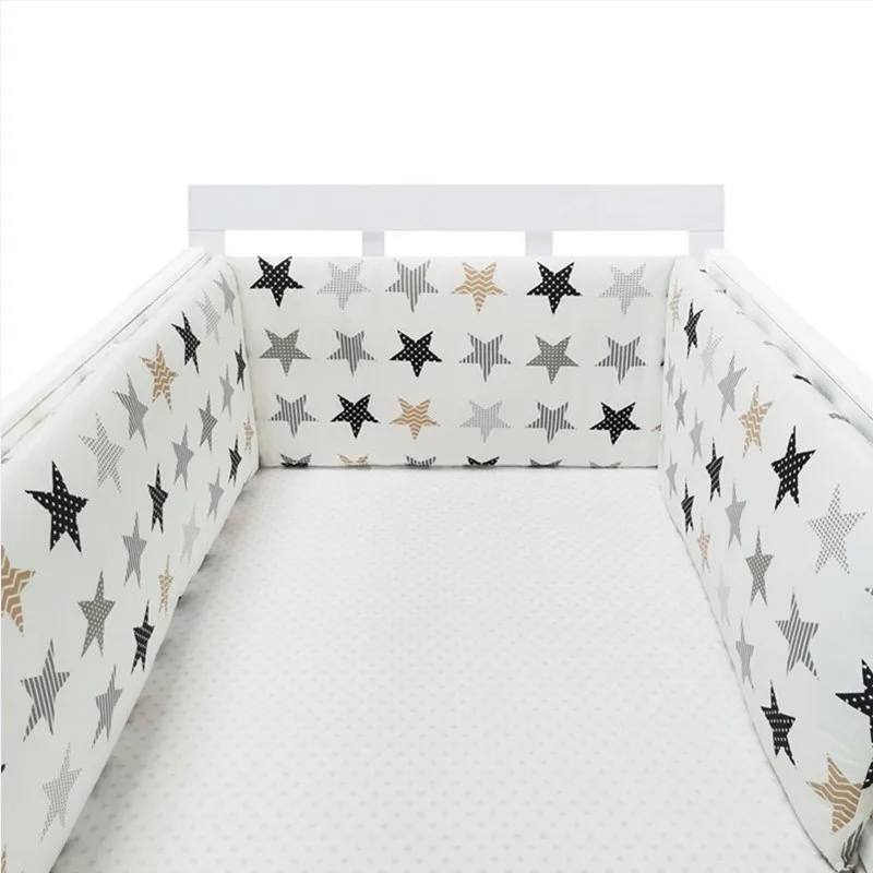 

Baby Nursery Nordic Stars Design Baby Bed Thicken Bumper One-piece Crib Around Cushion Cot Protector Pillows Newborns Room Decor