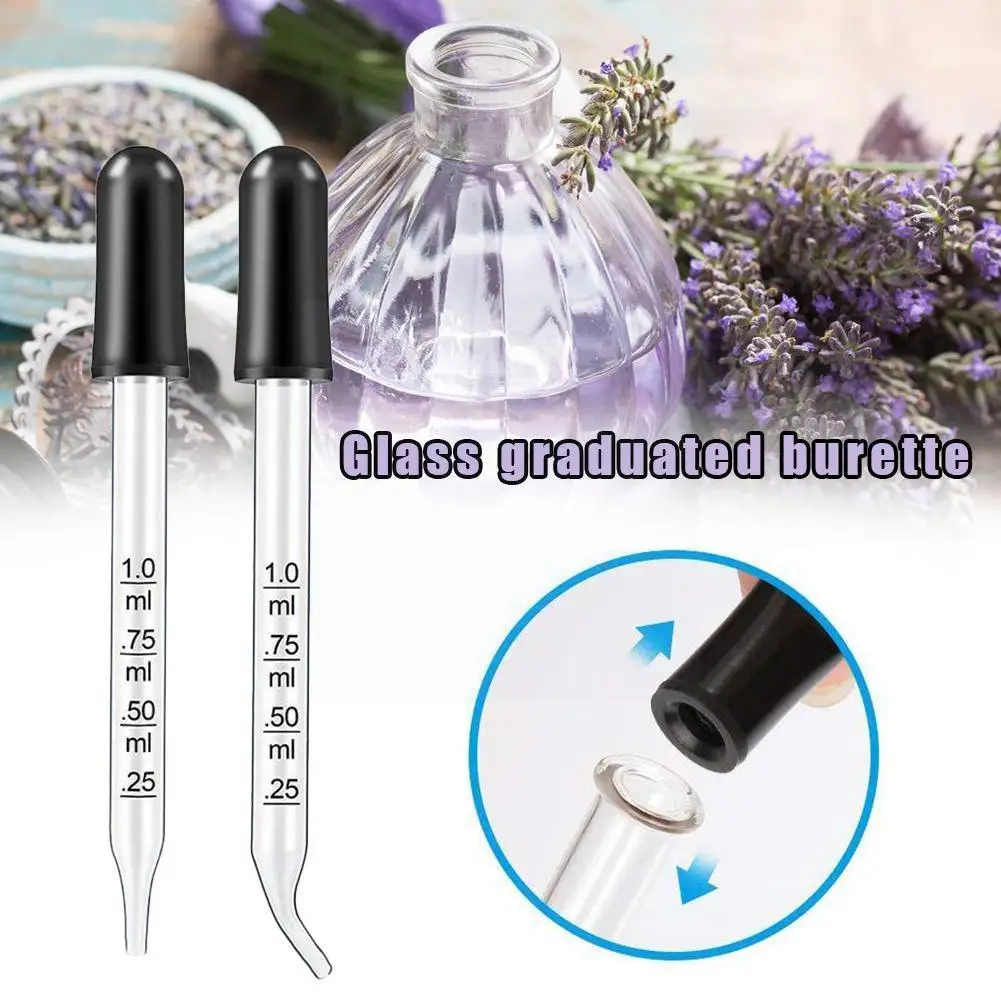 

1ml Rubber Transparent Glass Scale Dropper Liquid Scale Graduated Pipettes Glass Lab Tubes Transfer Supplies Test O2c7