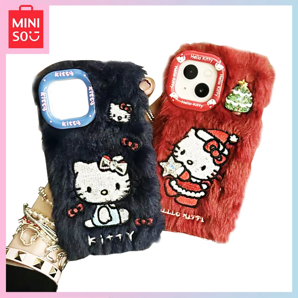 

New Miniso Hello Kitty Plush Kawaii Iphone14Promax Cartoon 15 Full Pack 13/12 Soft 11 Phone Case Girls Birthday Christmas Gift