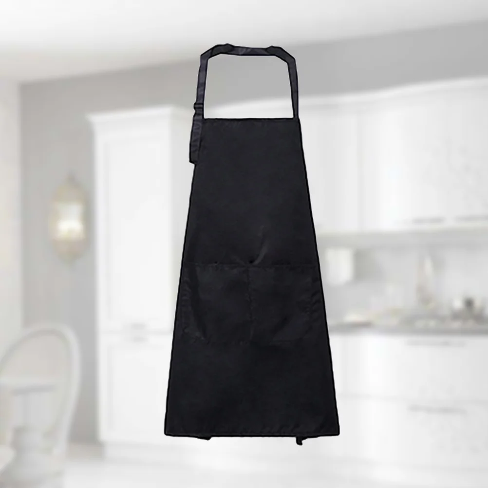Bib Adults Cleaning Apron Unisex Black Apron Adjustable Bib Apron Oil- Proof Pinafore Cooking Kitchen Aprons Aprons Adults
