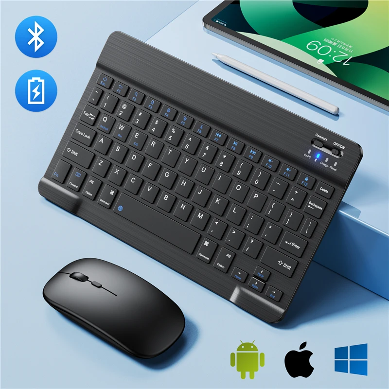 

Bluetooth Wireless Keyboard for Tablet Mini Russian Spanish Bluetooth Wireless Keyboard and Mouse for Ipad 9 Pro 11 12 S6 Lite
