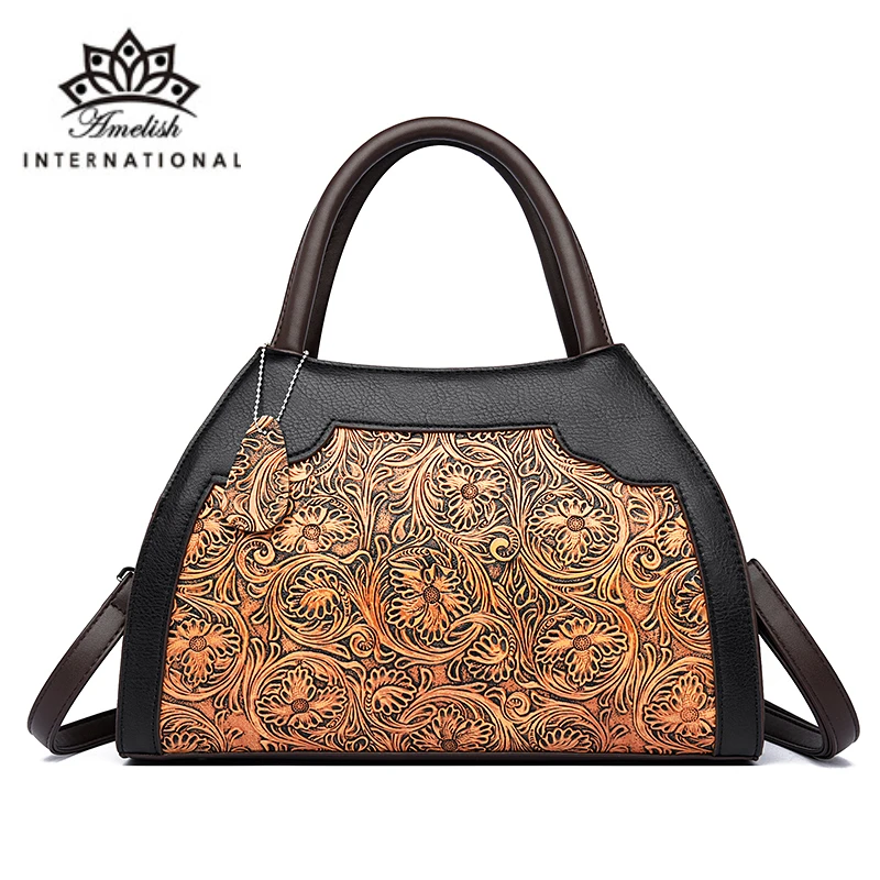 

2022 Casual Vintage Women Shoulder Bags High Quality Leather Bag Large Capacity Brand Designer Lady Totes Female Emboss Handbag