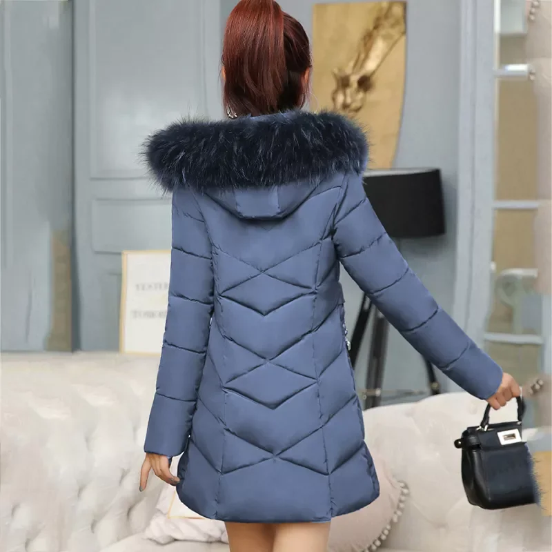 New2022 Parkas Women  Slim Hooded with Fur Thick Ladies Padded Coats Casual Winter Jackets Long Sleeve Outerwear Female