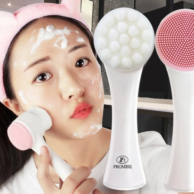 

Double-sided silica gel cleansing brush soft fiber cleansing brush portable facial massage skin care tool